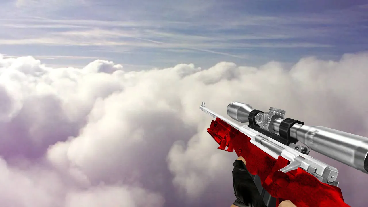 Default AWP Silver Red Camo Model for CS 1.6 - HD Textures and Custom Sounds - screenshot 2