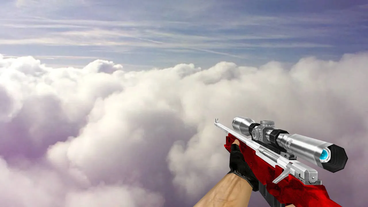 Default AWP Silver Red Camo Model for CS 1.6 - HD Textures and Custom Sounds - screenshot 1